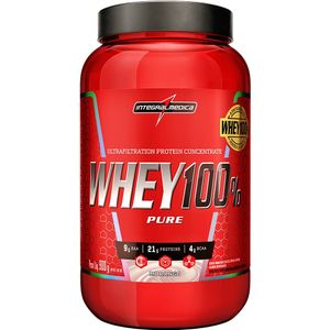 WHEY 100% PURE SABOR MORANGO 900g INTEGRALMEDICA