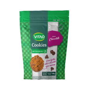 COOKIES SEM GLÚTEN SABOR CHOCOLATE COM GOTAS DE CHOCOLATE 80g VITAO