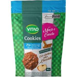 COOKIES INTEGRAL ZERO AÇÚCAR SABOR MAÇÃ E CANELA COM COBERTURA DE CHOCOLATE 80g VITAO