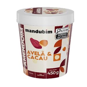 PASTA DE AMENDOIM INTEGRAL COM CACAU E AVELÃ 450g MANDUBIM