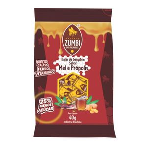BALAS DE GENGIBRE SABOR MEL E PRÓPOLIS 40g APIÁRIO ZUMBI