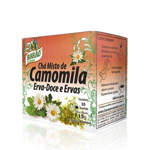 CHÁ MISTO DE CAMOMILA+ERVA DOCE E ERVAS 10 SACHÊS 15g BARÃO