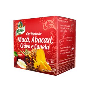 CHÁ MISTO DE MAÇA +ABACAXI+ CRAVO E CANELA 10 SACHÊS 13g BARÃO