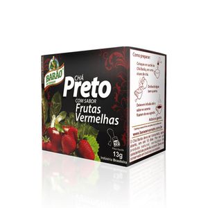 CHÁ PRETO SABOR FRUTAS VERMELHAS 10 SACHÊS 13g BARÃO