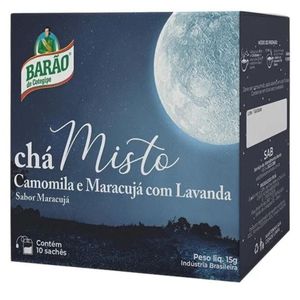 CHÁ MISTO CAMOMILA E MARACUJÁ COM LAVANDA 10 SACHÊS 15g BARÃO