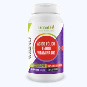 ÁCIDO FÓLICO+ FERRO+VITAMINA B12 400mg 60 CÁPSULAS LINHO LEV