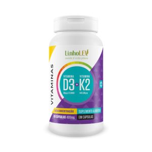 VITAMINA D3+ K2 400mg 60 CÁPSULAS LINHO LEV
