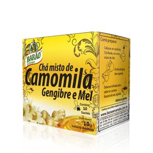 CHÁ MISTO DE CAMOMILA+GENGIBRE E MEL 10 SACHÊS 10g BARÃO
