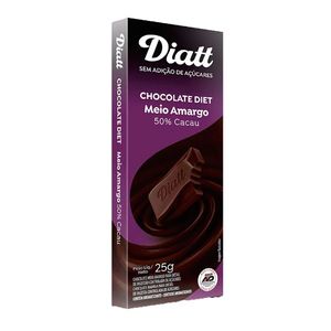 CHOCOLATE MEIO AMARGO 50% CACAU DIET 25g DIATT