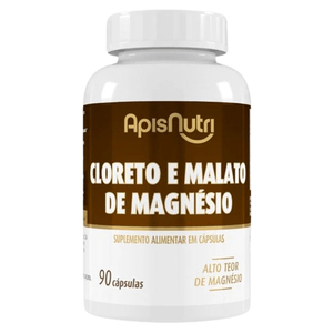 CLORETO E DIMALATO DE MAGNÉSIO 600mg  90 CÁPSULAS APISNUTRI
