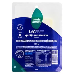 QUEIJO MUSSARELA FATIADO LACFREE 150g VERDE CAMPO