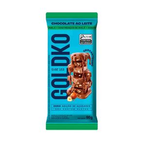 BARRA DE CHOCOLATE  AO LEITE COM PEDAÇOS DE AVELÃ 80g GOLD KO
