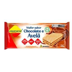 BISCOITO WAFER CHOCOLATE COM AVELÃ DIET 115g LOWÇUCAR